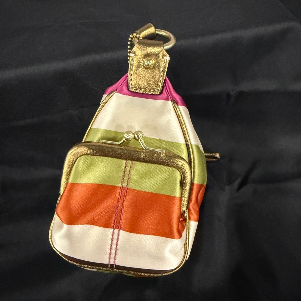 Coach Vibrant Striped Mini Bag with Gold Accents - Picture 4 of 6